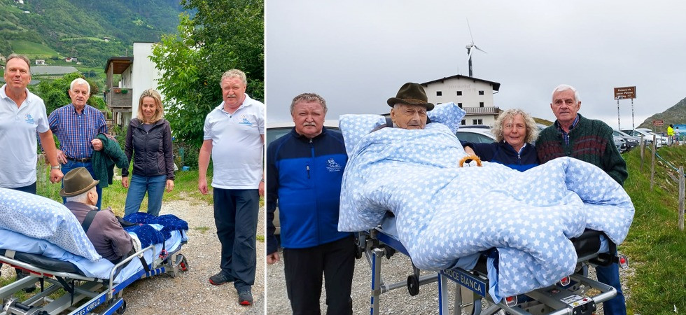 Foto dalla pagina Facebook "Sogni e vai" Sognava di tornare al rifugio in quota con il fratello, il desiderio è stato realizzato grazie ai volontari